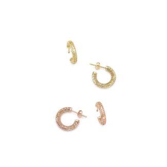 Ασημένια σκουλαρίκια τρισδιάστατοι κρίκοι 12-05-2655